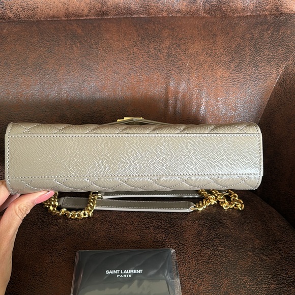 SAINT LAURENT MEDIUM CASSANDRA QUILTED LEATHER ENVELOPE BAG,Greyish Brown,$2,950 - Picture 10 of 17